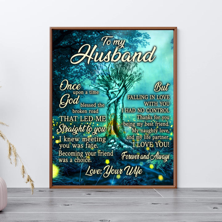 To My Husband- Love, Your Wife Inspirational Marriage Wall Art Decor -11 x 14" Tree of Life Couple Print -Ready to Frame. Loving Keepsake for Spouses, Newlyweds. Perfect Wedding-Anniversary Gift!