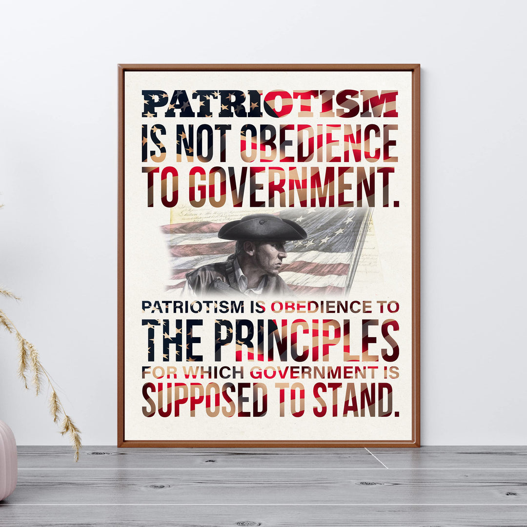 "Patriotism Not Obedience to Government"-Patriotic USA Wall Art Decor -8 x 10" American Flag Print -Ready to Frame. Home-Office-Military-Cave Decor. Great Gift for Active Duty -Veterans!