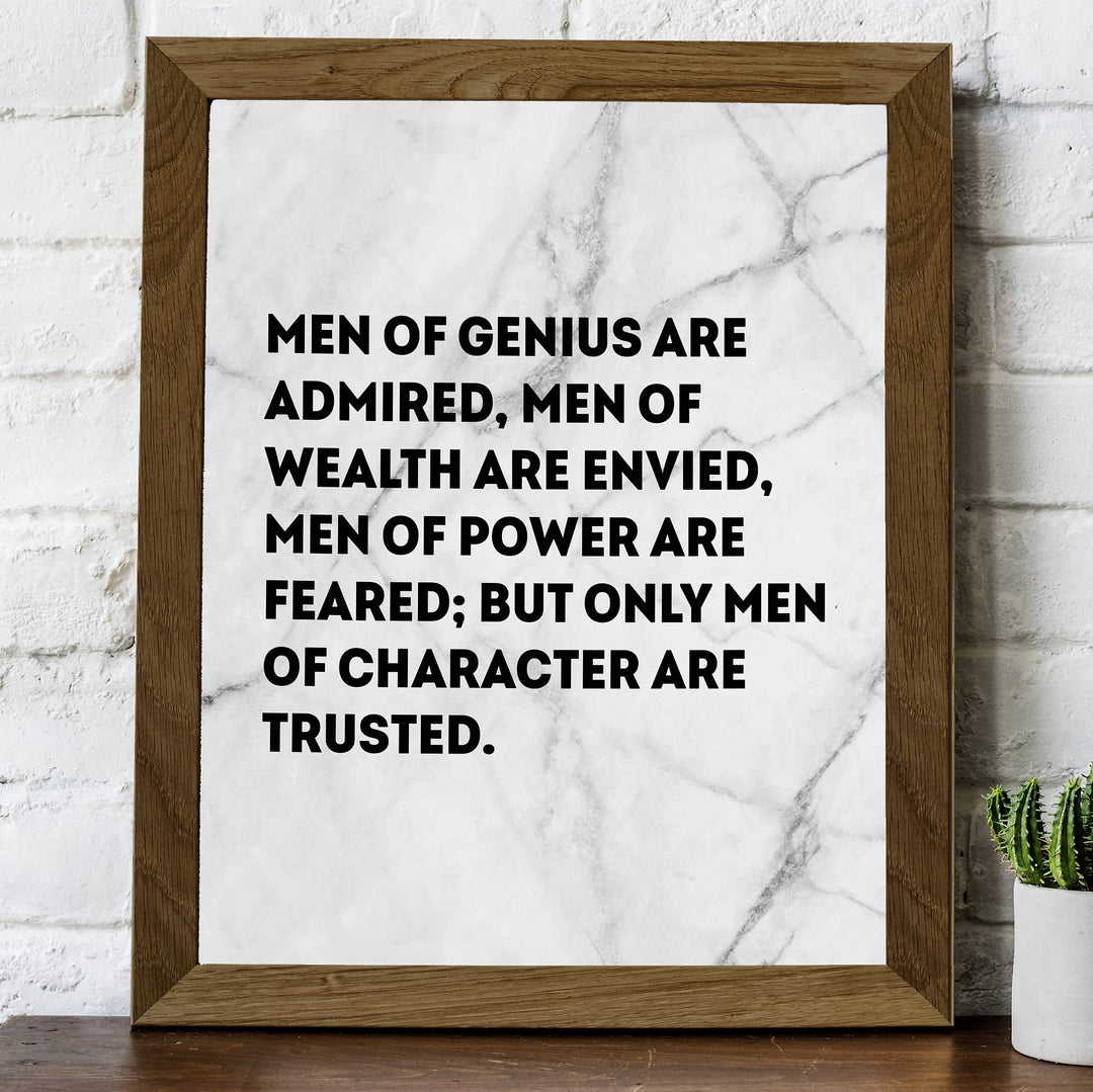 Men of Character Are Trusted Motivational Wall Art -8 x 10" Typographic Man Cave Print -Ready to Frame. Inspirational Home-Office-Men&