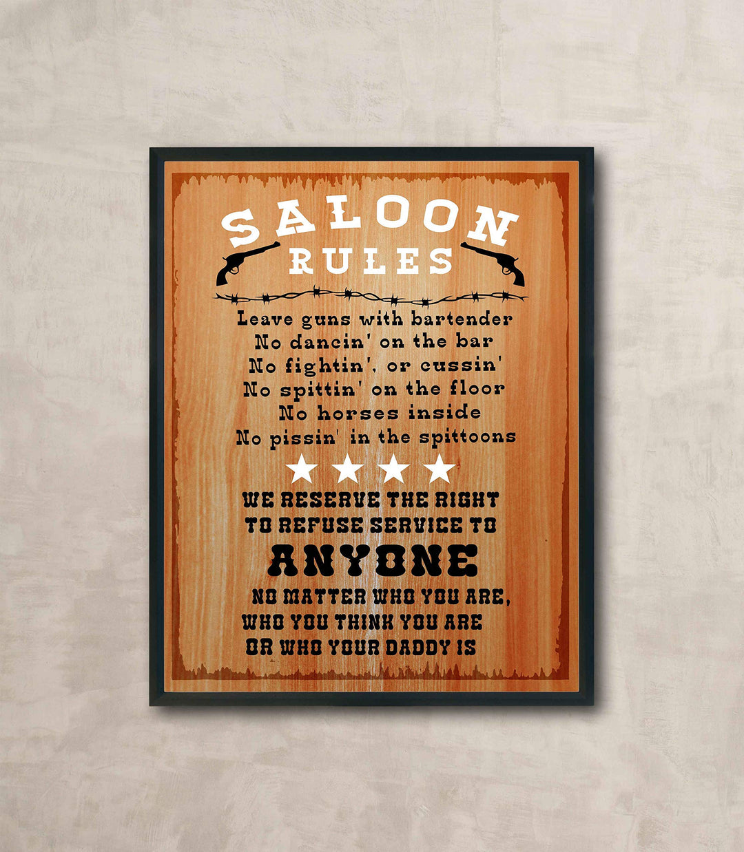 Saloon Rules-"No Dancin&