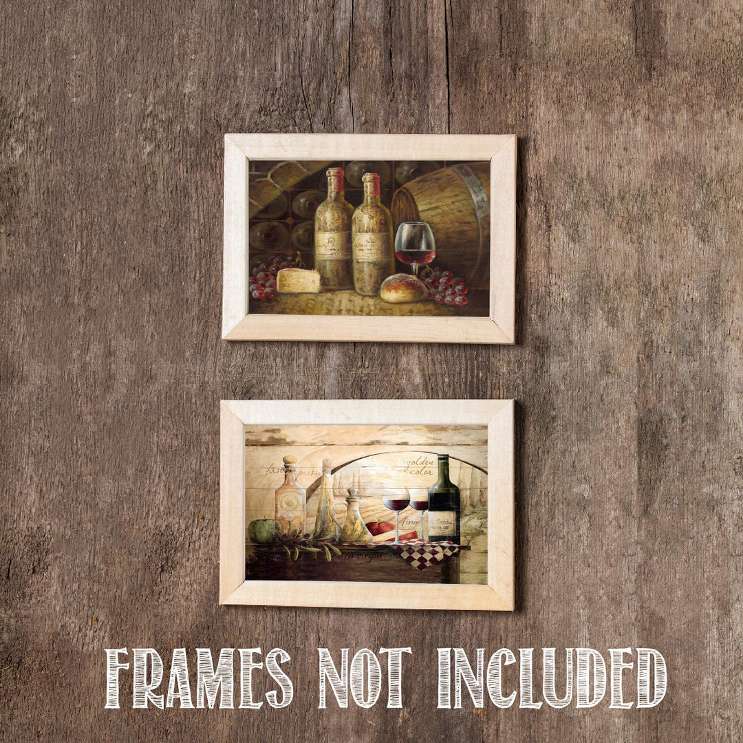 Dinner is Served With Wine Pairing (2)- 8 x 10"s Wall Art Prints- Ready to Frame. Home D?cor, Wine Decor &amp; Kitchen Wall Decor. Perfect For Wine Lovers &amp; Dining Room Decor. Show Your Good Taste!