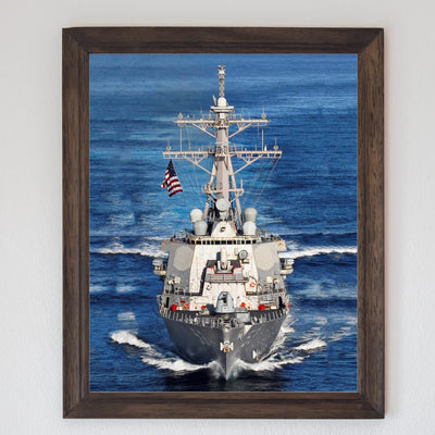 Arleigh Burke Class Destroyer - Naval Ship Wall Art - 8 x 10" Blue US Navy Ship Picture Print -Ready To Frame. American Military Decor Poster Print for Home-Office-Garage-Bar-Man Cave Decor.