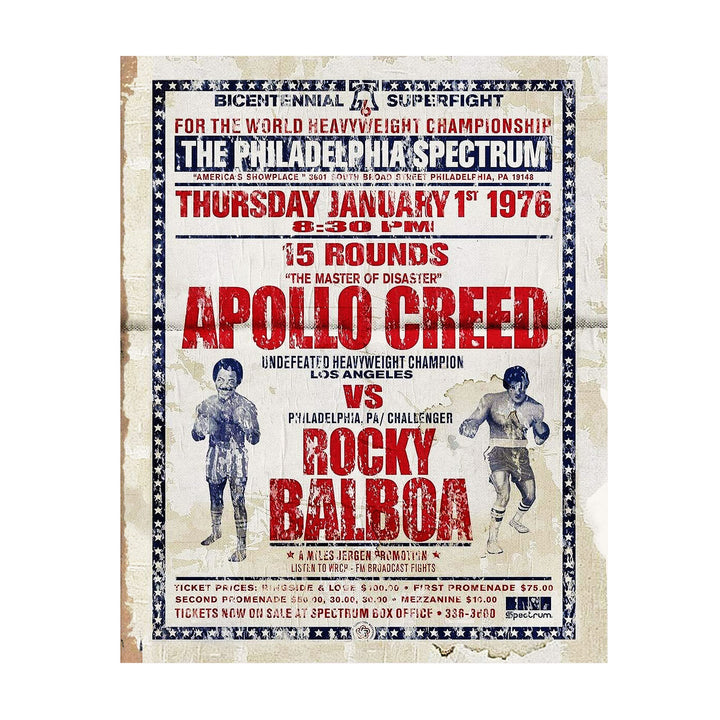 Apollo Creed vs Rocky Balboa Vintage Boxing Movie Wall Sign -11 x 14" Distressed Poster Print-Ready to Frame. Home-Office-Gym-Locker Room Decor. Perfect Gift for Fans! Printed on Photo Paper.