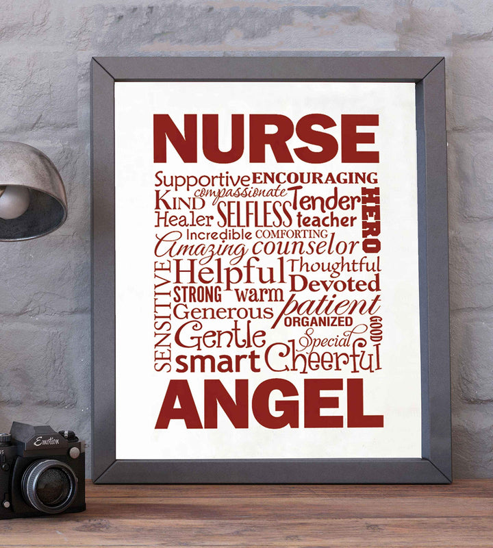 The Perfect Nurse- Word Art-Inspirational Wall Art- 8 x 10" Modern Typographic Print-Ready to Frame. Motivational Home-Office-School Decor. Great Gift of Appreciation for Nurses &amp; Nursing Students!