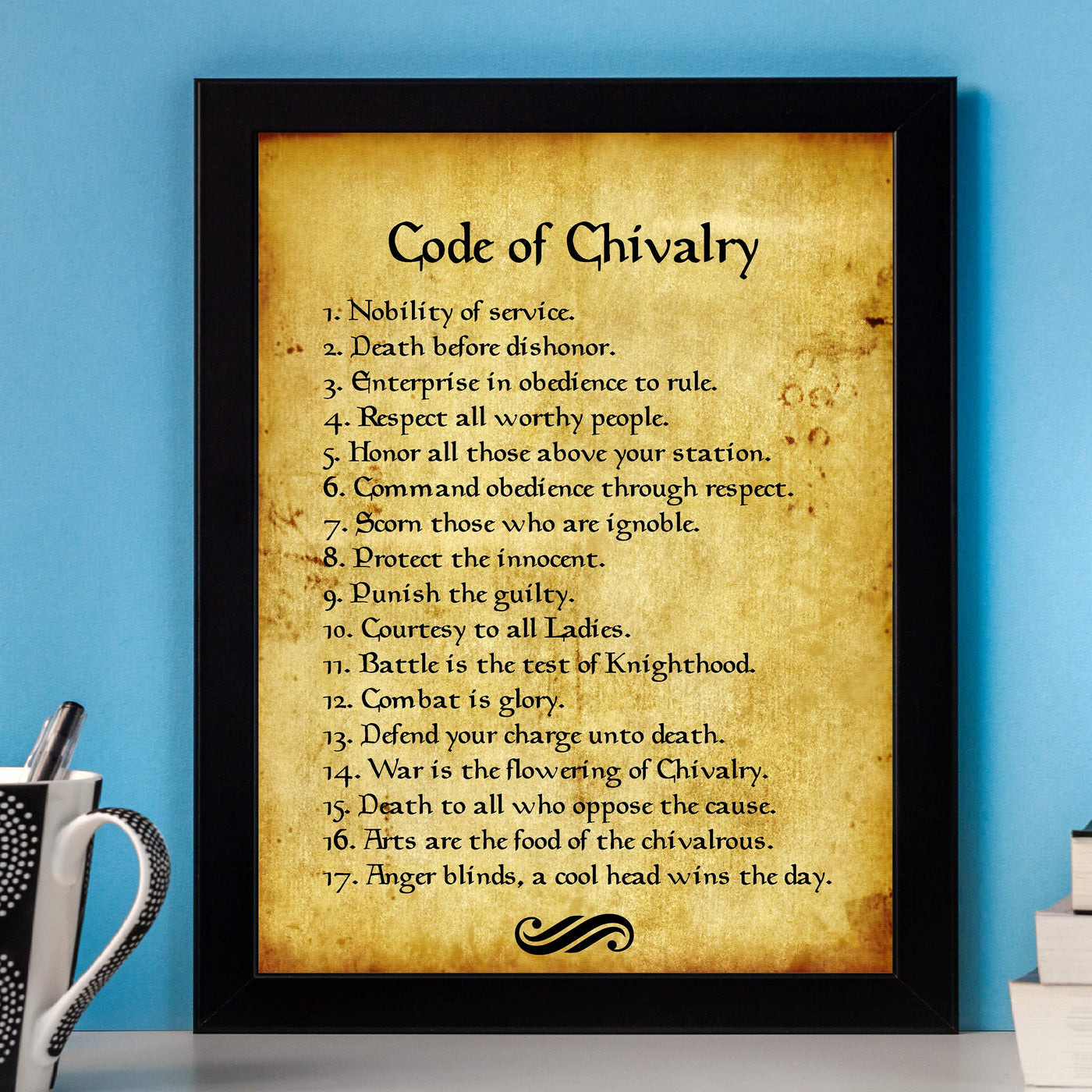 Code of Chivalry Motivational Wall Art for Men -8 x 10