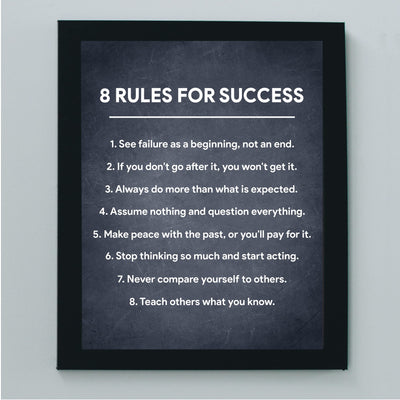 8 Rules for Success-Inspirational Life Quotes Wall Art -8 x 10" Fierce Motivational Wall Print-Ready to Frame. Home-Office-Studio-Dorm Decor. Perfect Desk & Cubicle Sign. Great Gift of Motivation!