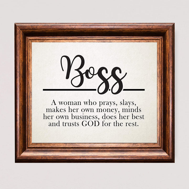 "Boss-Woman Who Prays, Slays, Trusts God"-Inspirational Wall Sign-10 x 8"