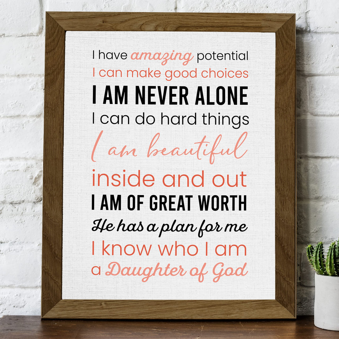 Amazing Daughter of God Inspirational Christian Wall Art -8 x10" Spiritual Poster Print -Ready to Frame. Motivational Home-Girls Bedroom-Dorm Decor. Great Religious Gift! Perfect for Teens &amp; Women!