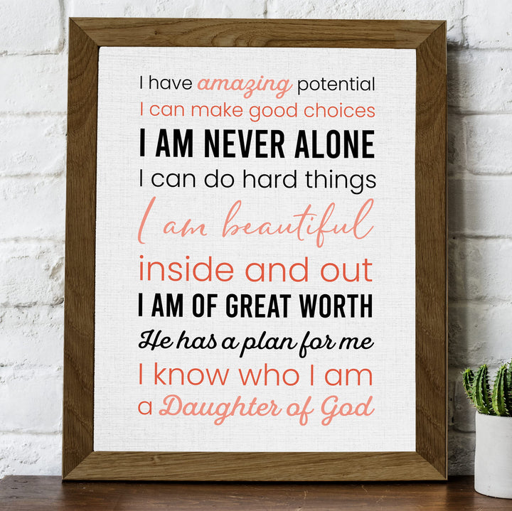 Amazing Daughter of God Inspirational Christian Wall Art -8 x10" Spiritual Poster Print -Ready to Frame. Motivational Home-Girls Bedroom-Dorm Decor. Great Religious Gift! Perfect for Teens &amp; Women!