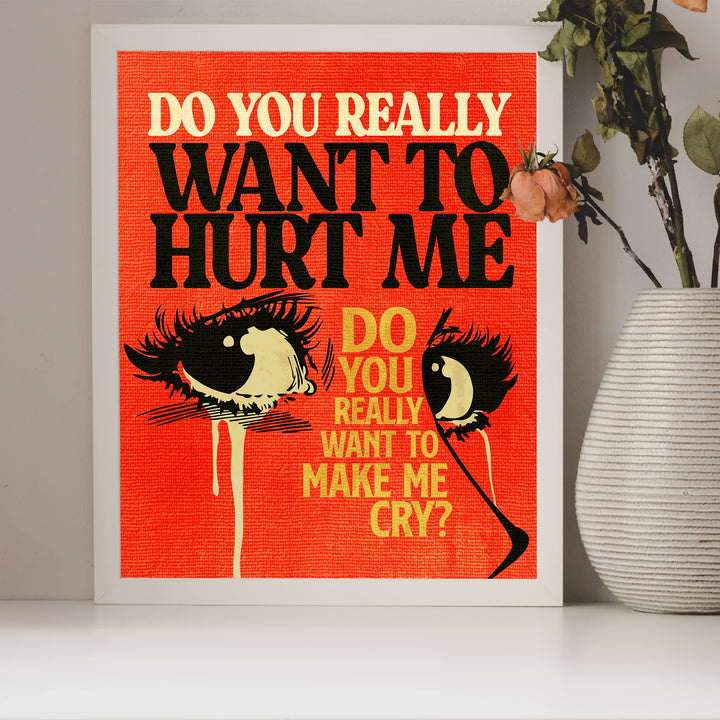 Do You Really Want To Hurt Me-Song Lyrics Wall Art -8 x 10" Typographic Word Art Print-Ready to Frame. Retro Home-Office-Studio Decor. Perfect Gift for Culture Club Band &amp; All Pop-Rock Music Fans!