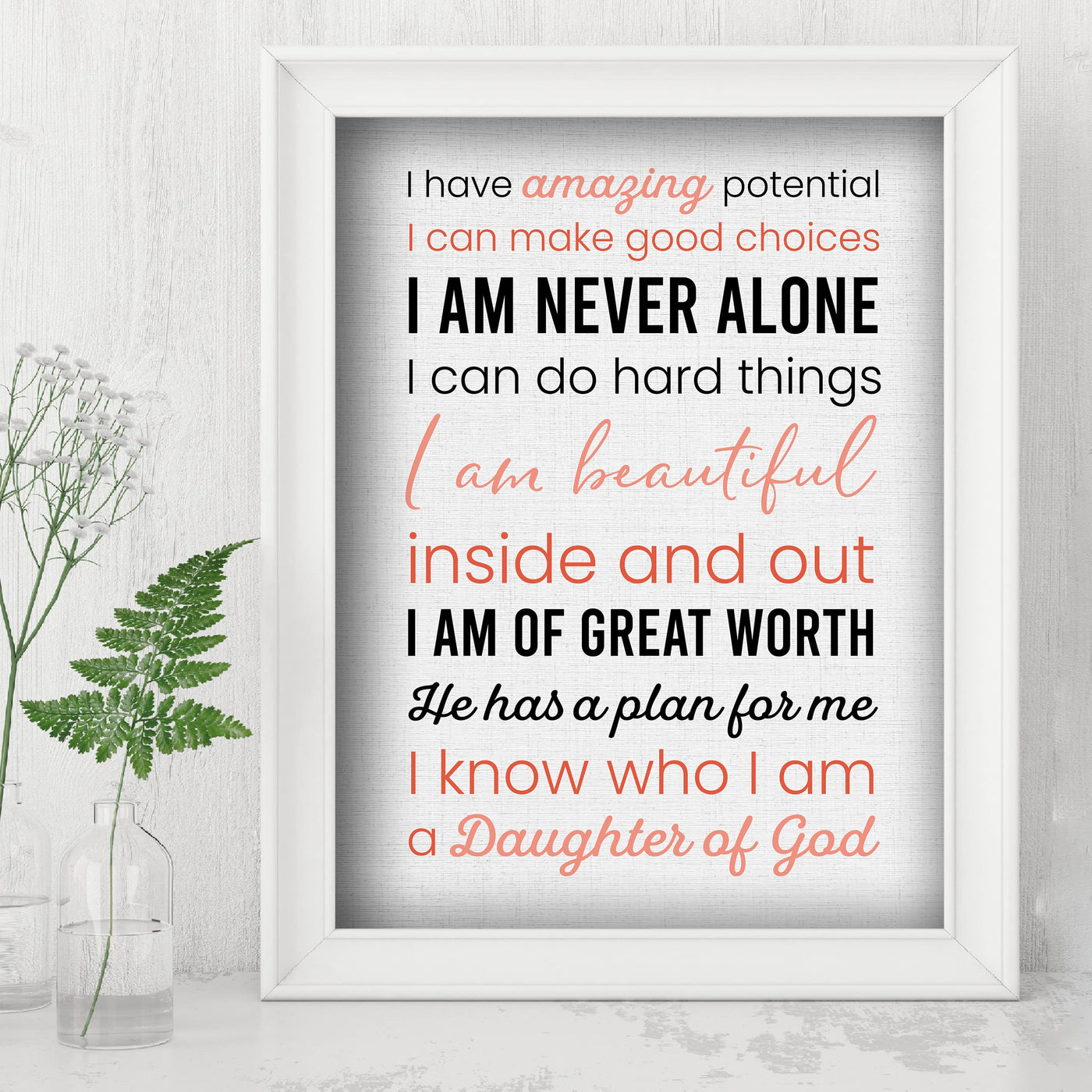 Amazing Daughter of God Inspirational Christian Wall Art -8 x10" Spiritual Poster Print -Ready to Frame. Motivational Home-Girls Bedroom-Dorm Decor. Great Religious Gift! Perfect for Teens & Women!