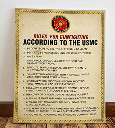 "Rules for Gunfighting According to the USMC"-U.S. Marine Corps Wall Art- 8 x 10"