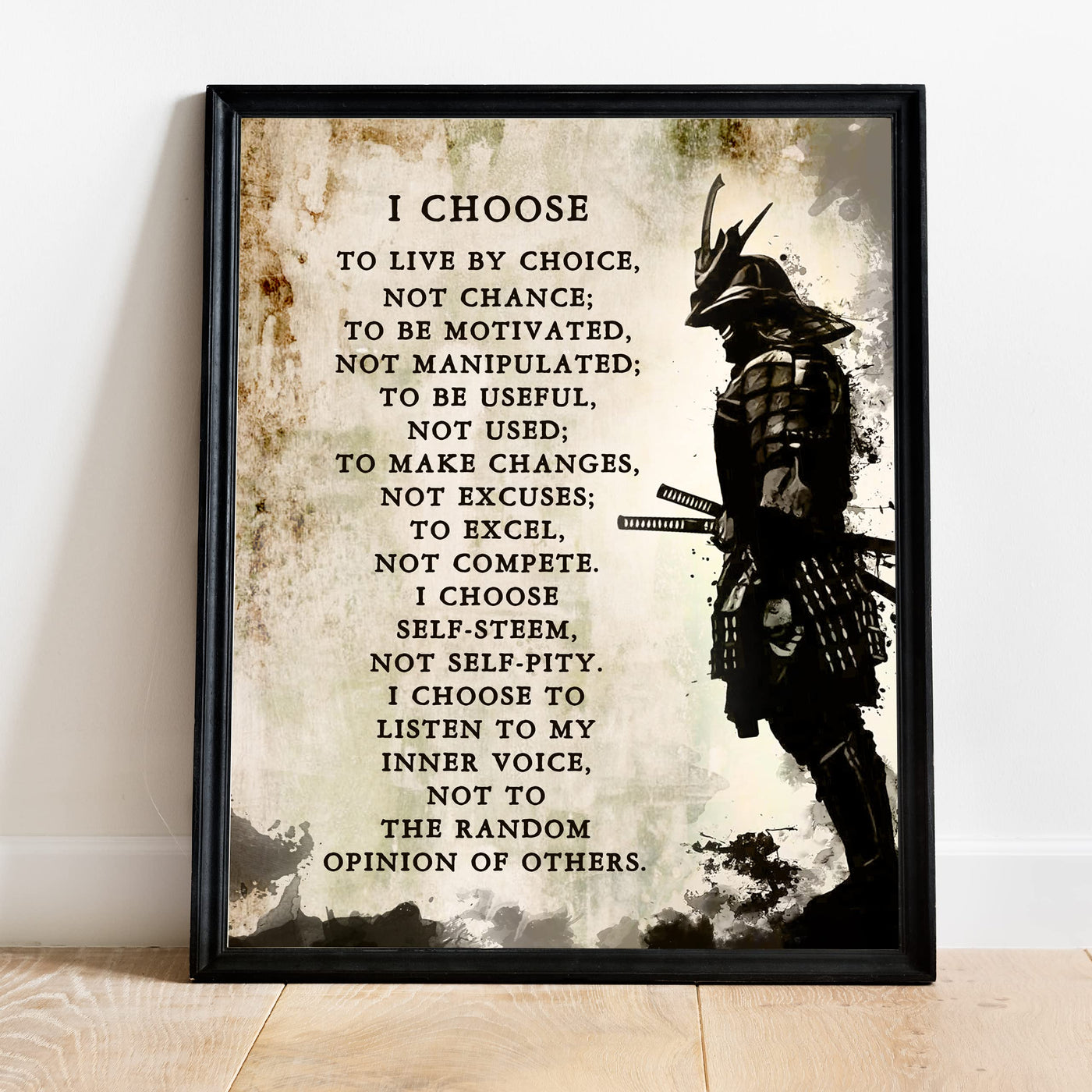 I Choose - Warrior Creed Motivational Quote Wall Art -11 x 14" Rustic Spiritual Fighter Print -Ready to Frame. Inspirational Home-Dojo-Gym-Office-Classroom Decor. Life Quotes for All Warriors!