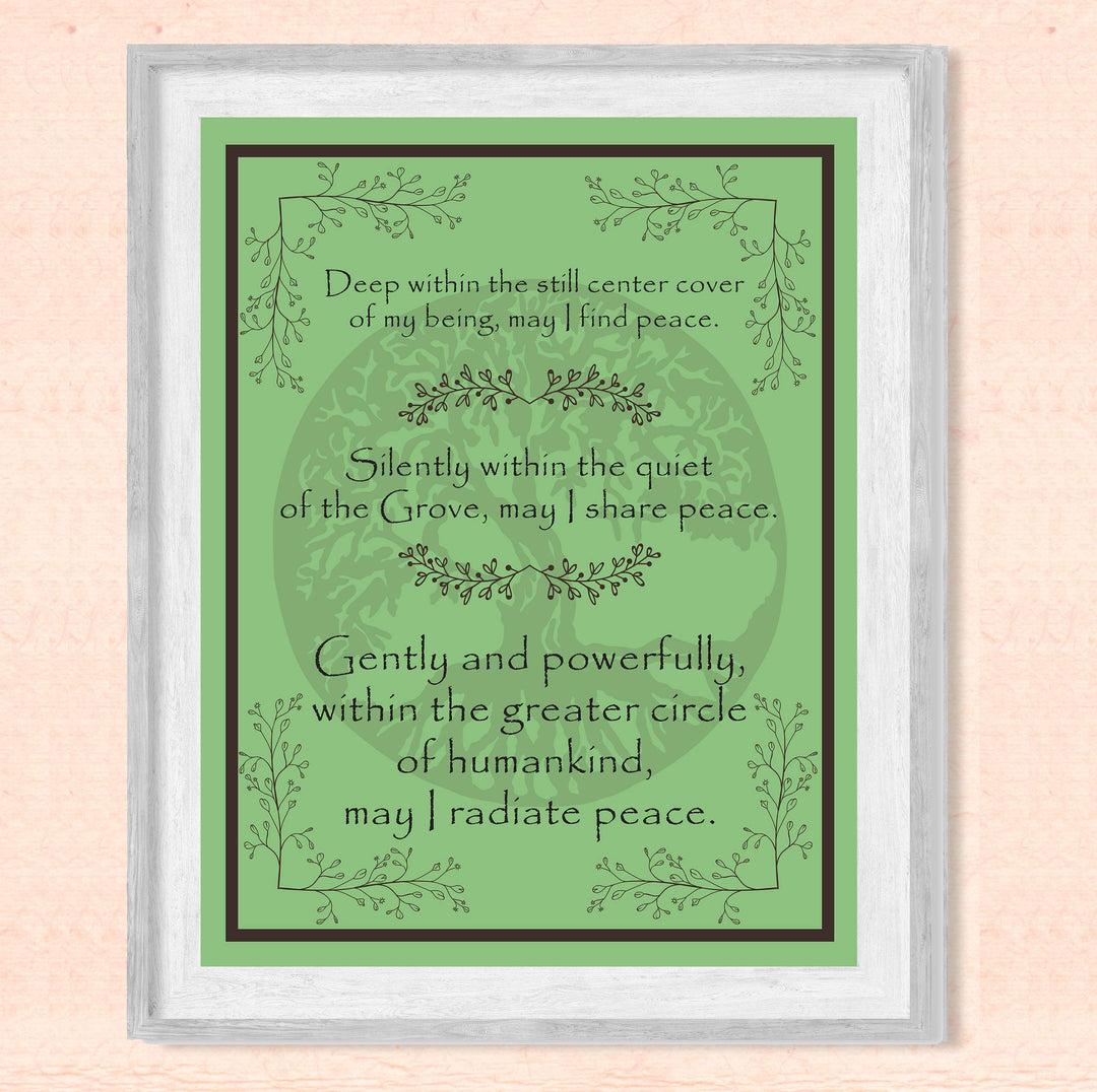 Deep Within the Still Center-May I Find Peace- Inspirational Meditation Wall Art -8 x 10" Spiritual Art Print w/Tree of Life Image-Ready to Frame. Home-Office-Yoga Studio-Spa Decor. Great Gift!