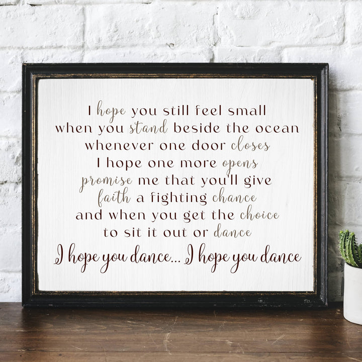 I Hope You Dance Country Music Song Art Print -14 x 11" Inspirational Song Lyrics-Wall Art Decor-Ready to Frame. Rustic Typographic Print. Home-Bedroom-Studio Decor. Perfect Gift For Country Fans!