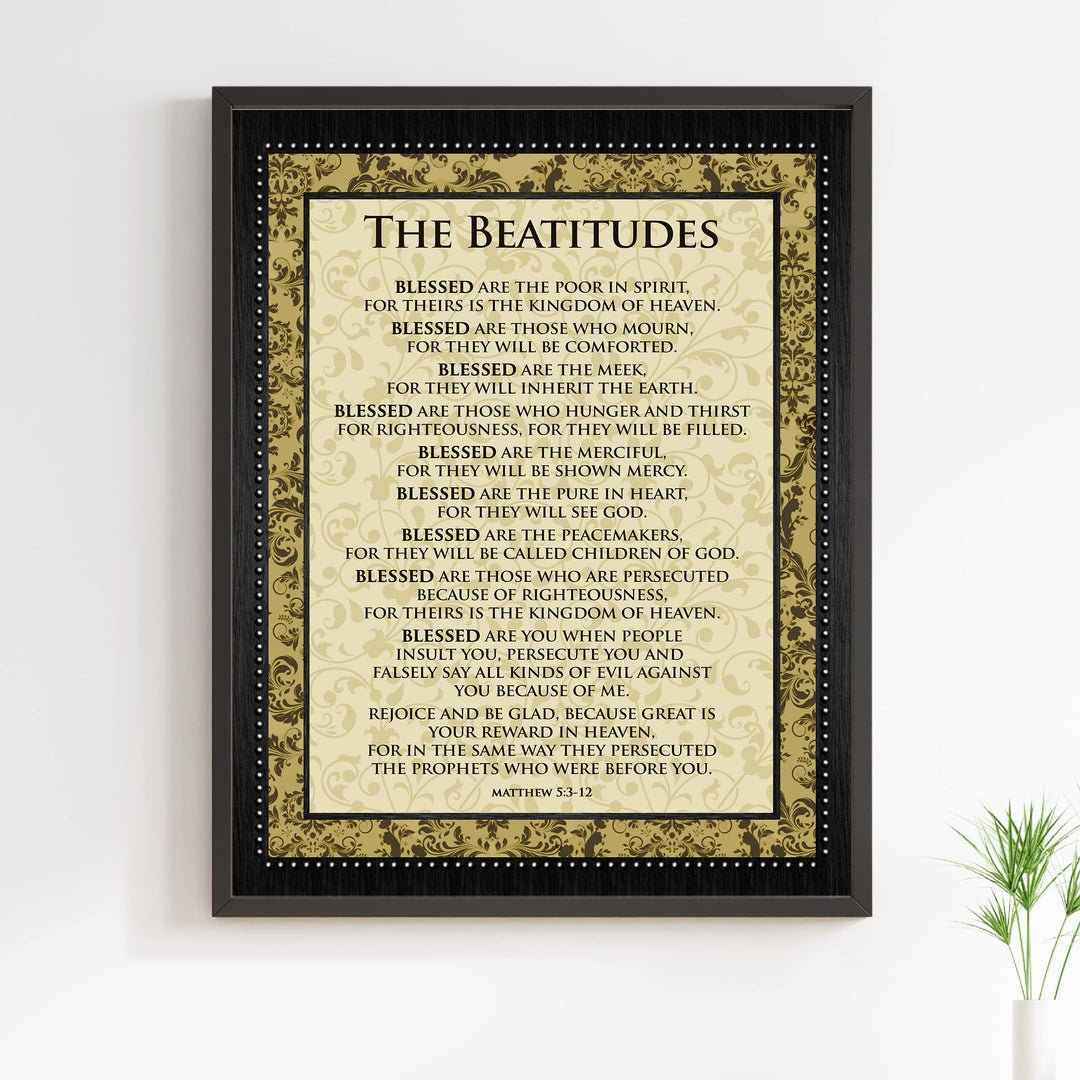 The Beatitudes-Matthew 5:3-12-Bible Verse Wall Art -11x14" Scripture Wall Sign-Ready to Frame. Inspirational Christian Poster Print for Home-Office-Church-School Decor! Great Lessons of Faith!