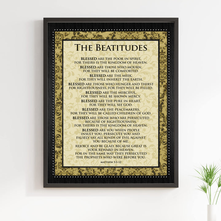 The Beatitudes-Matthew 5:3-12-Bible Verse Wall Art -11x14" Scripture Wall Sign-Ready to Frame. Inspirational Christian Poster Print for Home-Office-Church-School Decor! Great Lessons of Faith!