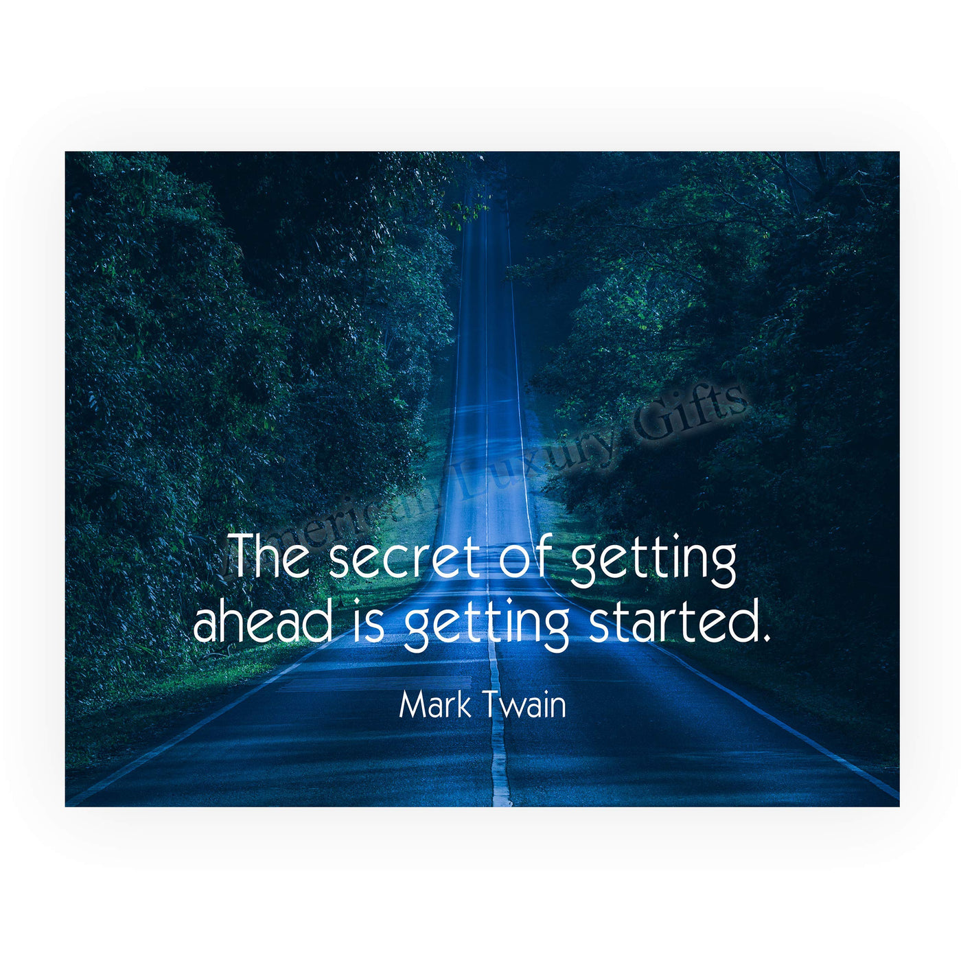 Mark Twain-"Secret of Getting Ahead Is Getting Started"-Motivational Quotes Wall Art-14 x 11" Typographic Poster Print-Ready to Frame. Home-Office-Classroom-Dorm-Cave Decor. Great Inspirational Gift!