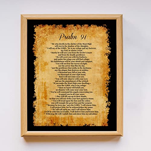 Psalm 91-"He Will Call Upon Me and I Will Answer Him" Bible Verse Wall Print-11 x 14"