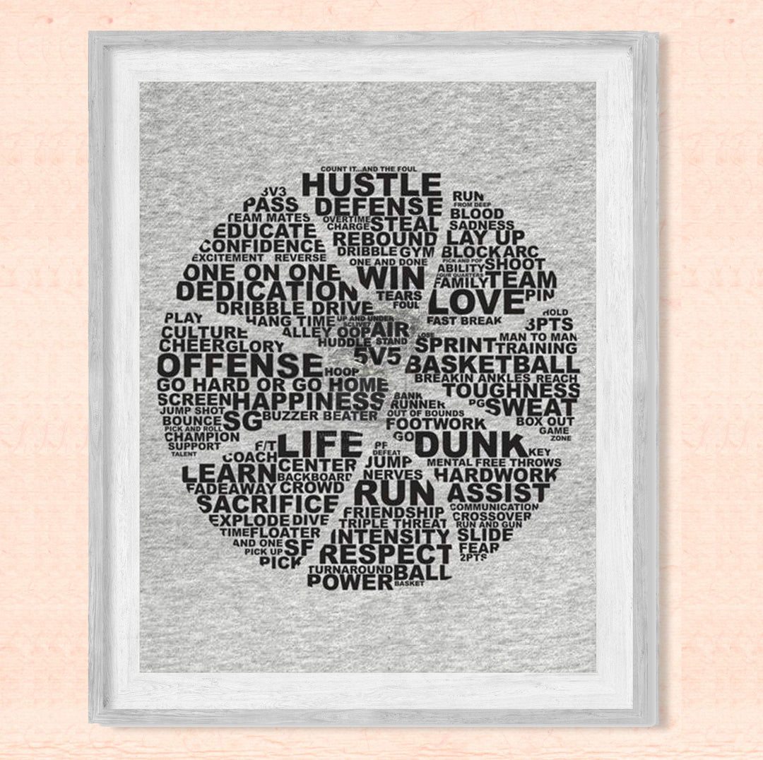 Basketball-"What It Takes To Win"-Word Art Print- 8 x 10"-Sports Poster Print-Ready To Frame. Basketball Design Wall Art. Sports Motivation Home Decor-Office Decor. Great for Locker Room-Gym-Man Cave.