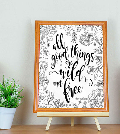 Henry David Thoreau-"All Good Things-Wild and Free" Inspirational Quotes Wall Art-8 x 10" Modern Typographic Art Print-Ready to Frame. Motivational Home-Office-School Decor. Great Literary Gift!