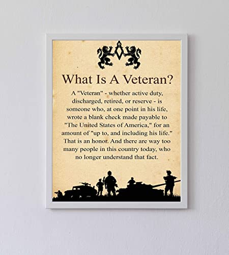 "What Is A Veteran"-Patriotic Wall Art Sign -8 x 10"