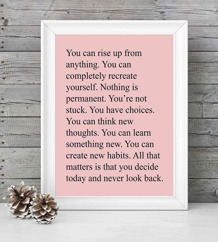 You Can Rise Up From Anything Motivational Quotes Wall Art -8 x 10" Modern Typographic Poster Print-Ready to Frame. Inspirational Home Office Dorm Decor. Perfect Sign for Classroom Motivation!