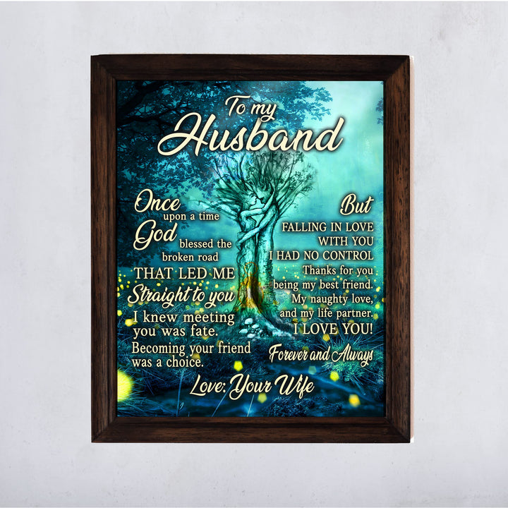 To My Husband- Love, Your Wife Inspirational Marriage Wall Art Decor -11 x 14" Tree of Life Couple Print -Ready to Frame. Loving Keepsake for Spouses, Newlyweds. Perfect Wedding-Anniversary Gift!