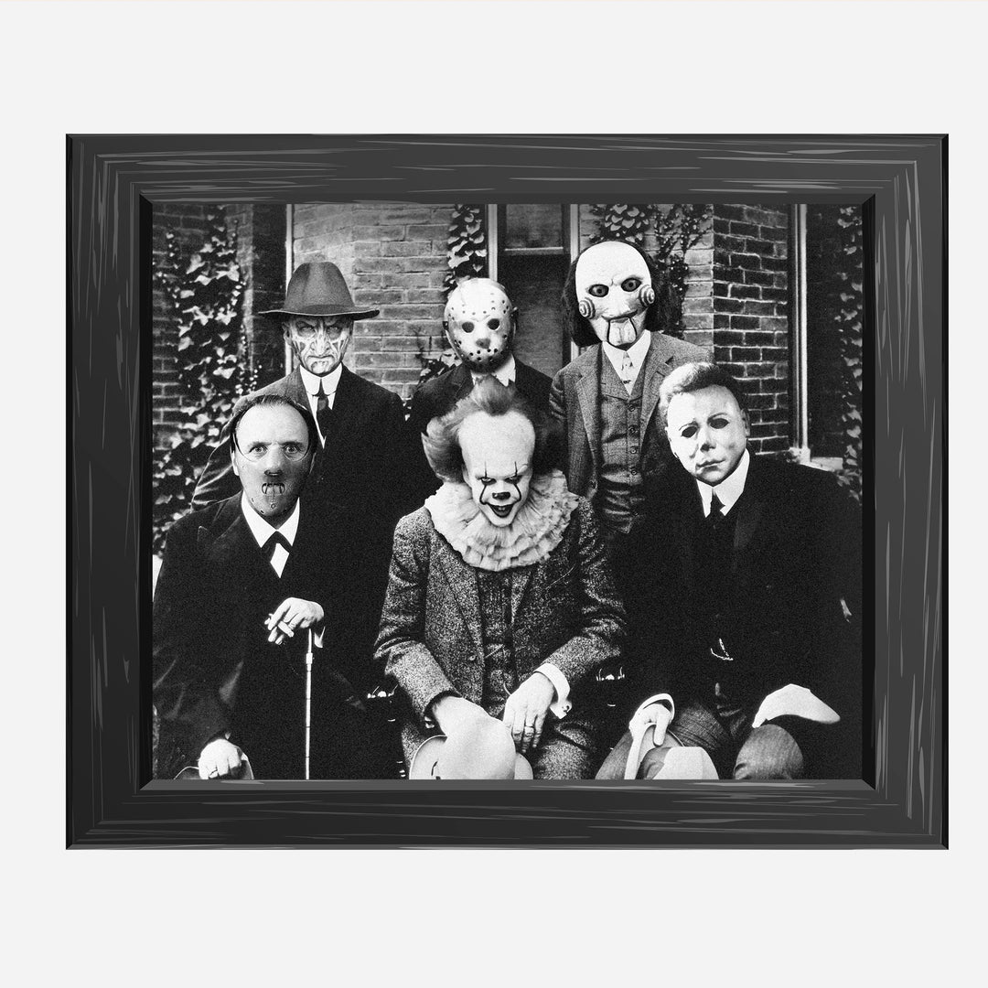 Halloween Groupie-Spooky Horror Movie Villians Wall Art Decor -10 x 8" Rustic Scary Movies Picture Print -Ready to Frame. Perfect for Home-Office-Studio-Dorm Decorations! Great Gift for Fans!