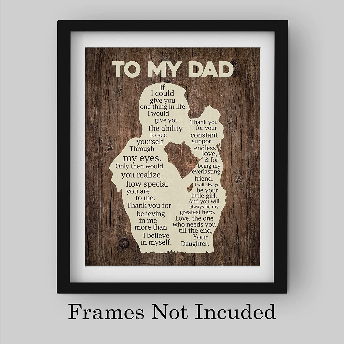 "To My Dad - Thank You"-Inspirational Father's Day Quotes Wall Art -8 x 10"