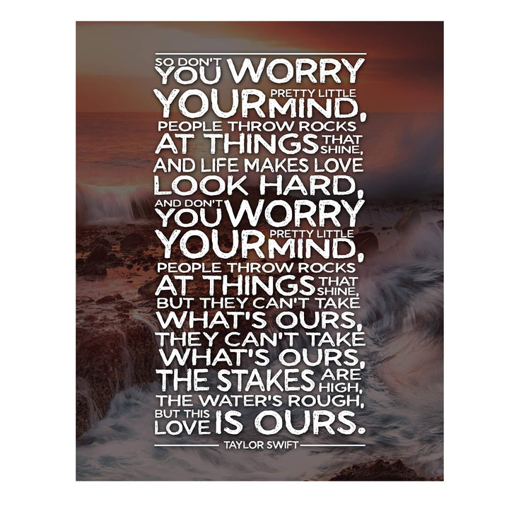 This Love Is Ours Song Lyric Wall Art -11 x 14" Pop Music Poster Print-Ready to Frame. Ocean Sunset Photo Print. Rustic Decor for Home-Office-Studio-Dorm. Great Gift for Taylor Swift Fans!
