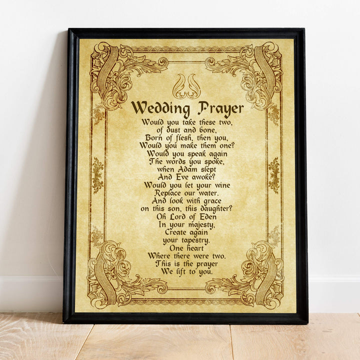 Wedding Prayer-Vintage-Poetic Wall Art -11 x 14" Love and Marriage Poem Print w/Distressed Parchment Design -Ready to Frame. Perfect for Spouse-Newlywed-Life Partners. Great Gift for New Couples!