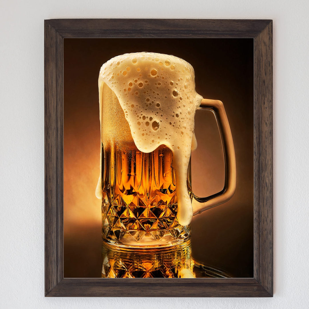 Ice Cold Beer In Stein Fun Bar Sign Decor -8 x 10"-Retro Beer Drinking Picture Print-Ready to Frame. Perfect Decoration for Home-Man Cave-Pub-Dorm-Restaurants. Great Gift for All Alcohol Drinkers!