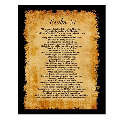 Psalm 91-"He Will Call Upon Me and I Will Answer Him" Bible Verse Wall Print-11 x 14"