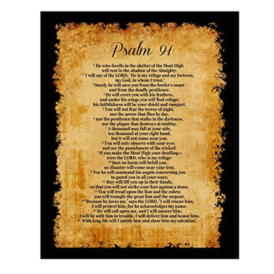 Psalm 91-"He Will Call Upon Me and I Will Answer Him" Bible Verse Wall Print-11 x 14"