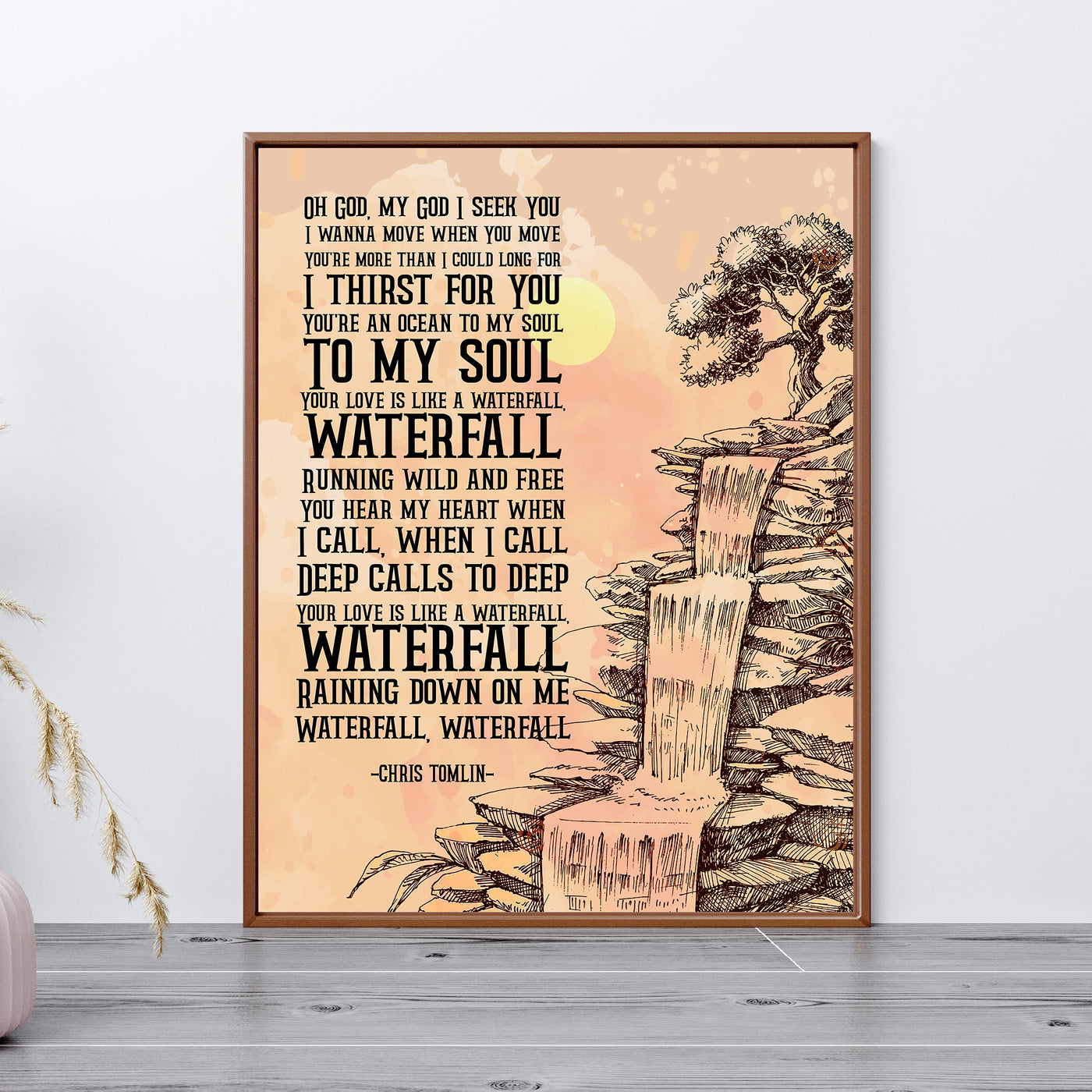 Chris Tomlin-"Waterfall" Song Lyrics Wall Art -11 x 14" Worship Music Poster Print -Ready to Frame. Inspirational Home-Office-Studio-Church-Dorm Decor. Perfect Gift for Christian Music Fans!