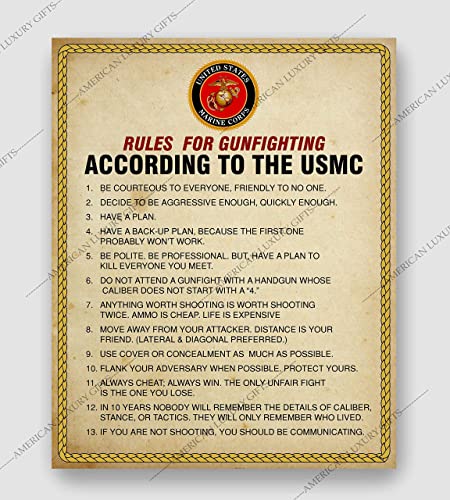 "Rules for Gunfighting According to the USMC"-U.S. Marine Corps Wall Art- 8 x 10"