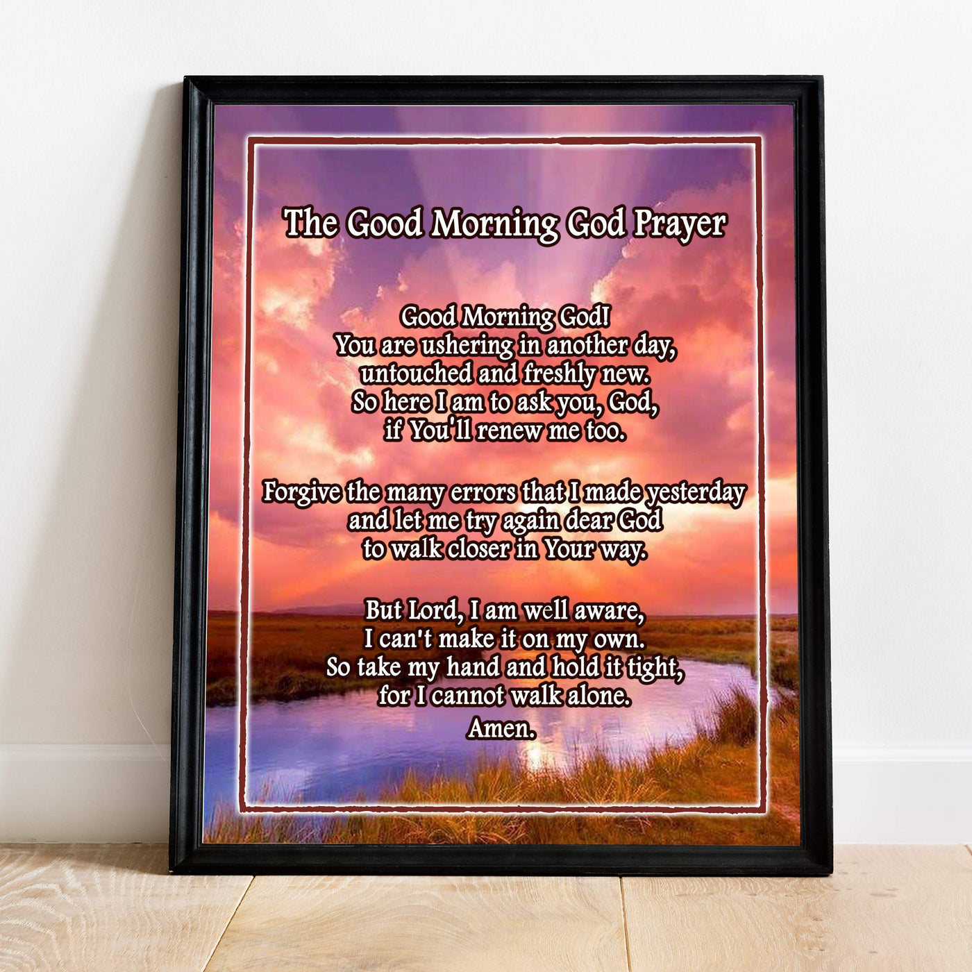 The Good Morning God Prayer Motivational Christian Wall Art -11 x 14" Typographic Sunrise Print-Ready to Frame. Inspirational Home-Office-Church-School Decor. Great Gift of Faith and Gratitude!