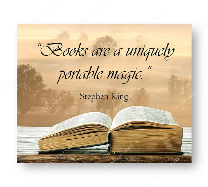 Stephen King Quotes Wall Art-"Books Are A Uniquely Portable Magic"- 10 x 8" Inspirational Typographic Print-Ready to Frame. Home-Office-School-Library Decor. Great Gift for Fans &amp; All Book Lovers!