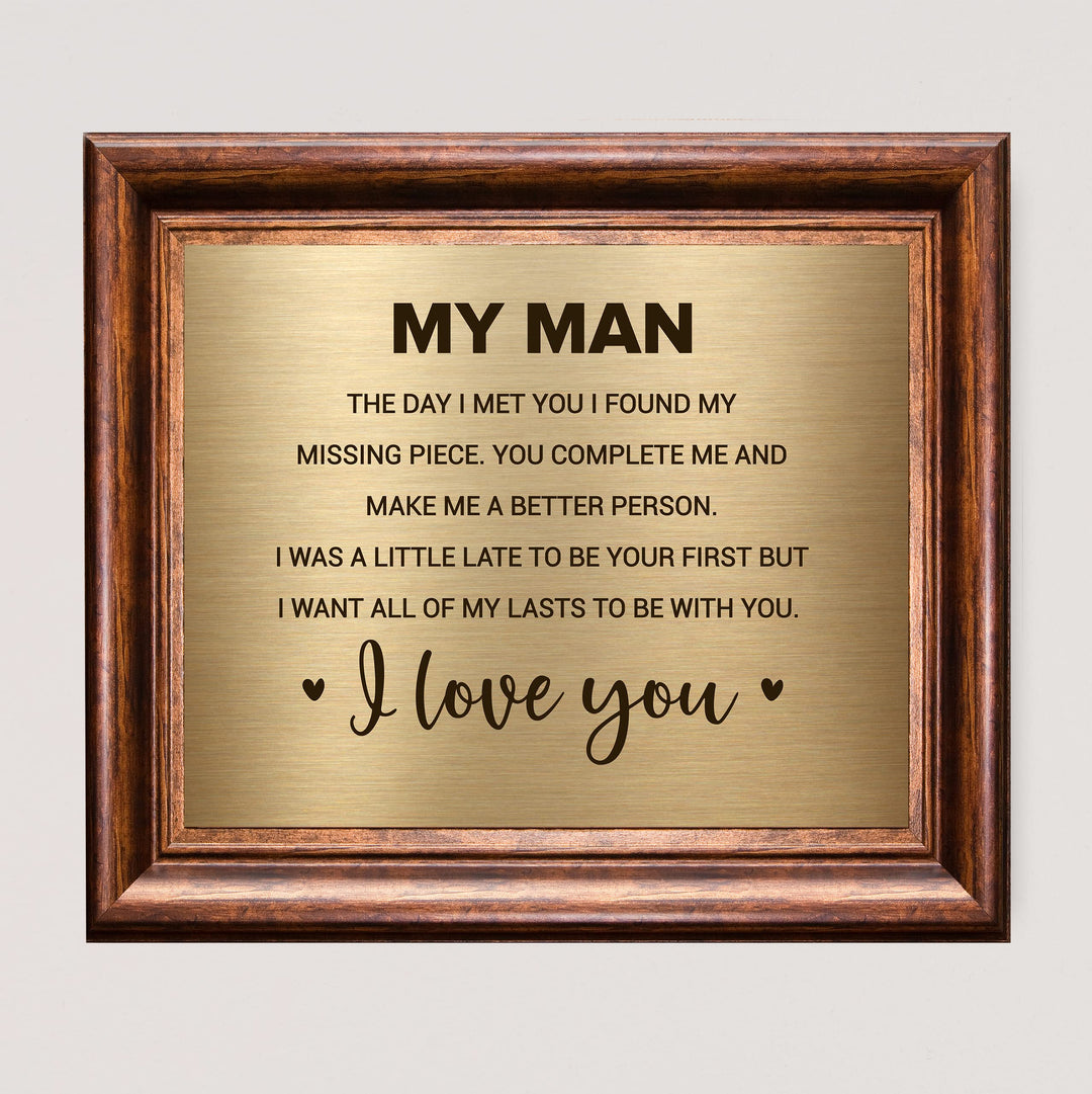 My Man -I Love You-Poetic Wall Art Decor -10 x 8" Love &amp; Marriage Poem Print -Ready to Frame. Romantic Gift for Husband-Partner &amp; All Men! Great Gift for Wedding-Anniversary-Father&