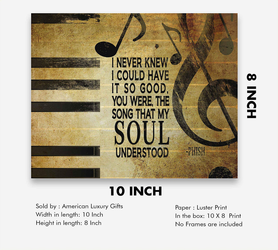 Phish-"You Were the Song That My Soul Understood"-Joy Song Lyrics Wall Art- 8 x 10" Typographic Music Poster Print-Ready to Frame. Modern Home-Office-Studio-Bar D?cor. Perfect Gift for Phish Fans!