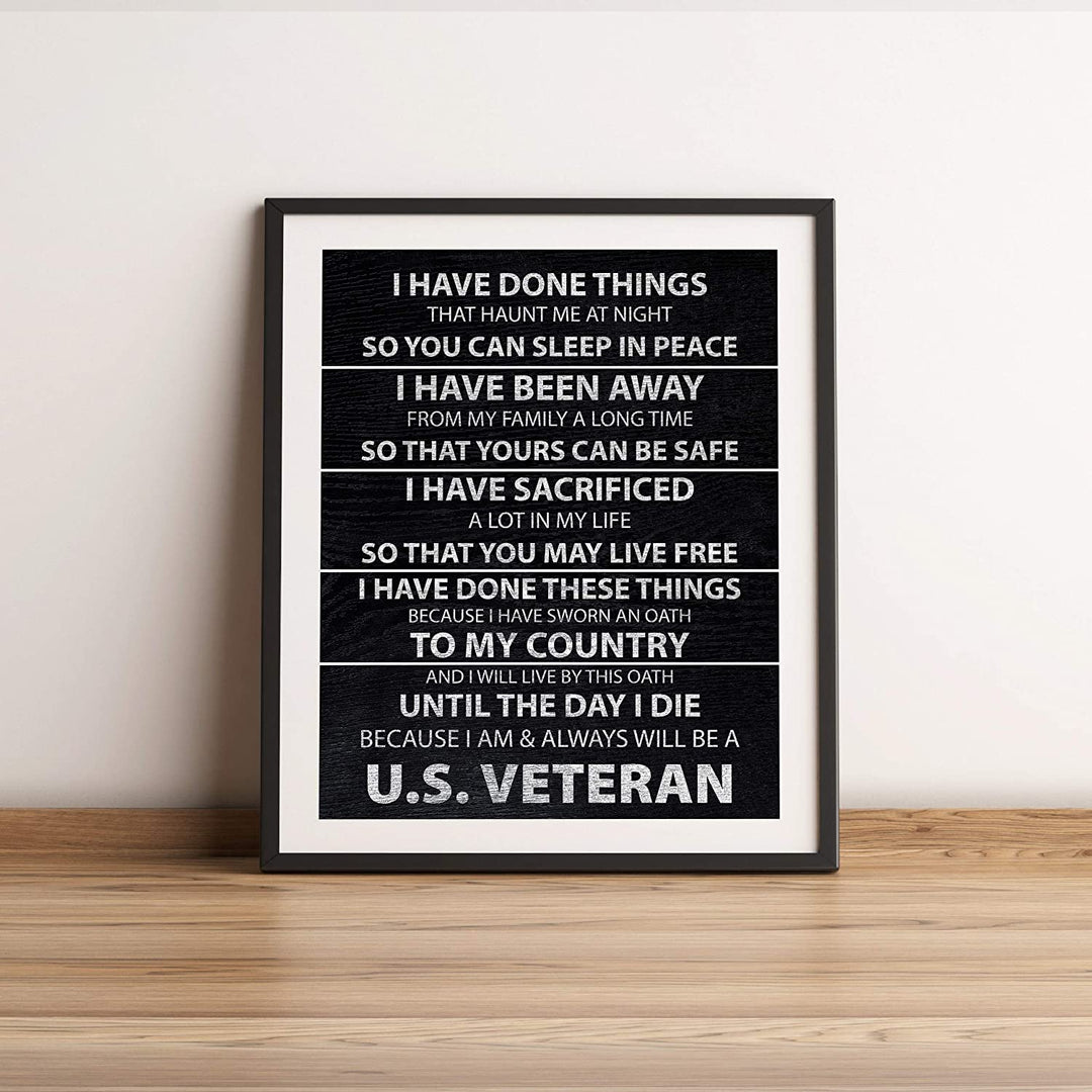 "I Am &amp; Always Will Be A US Veteran" Patriotic Military Wall Art -11 x 14"