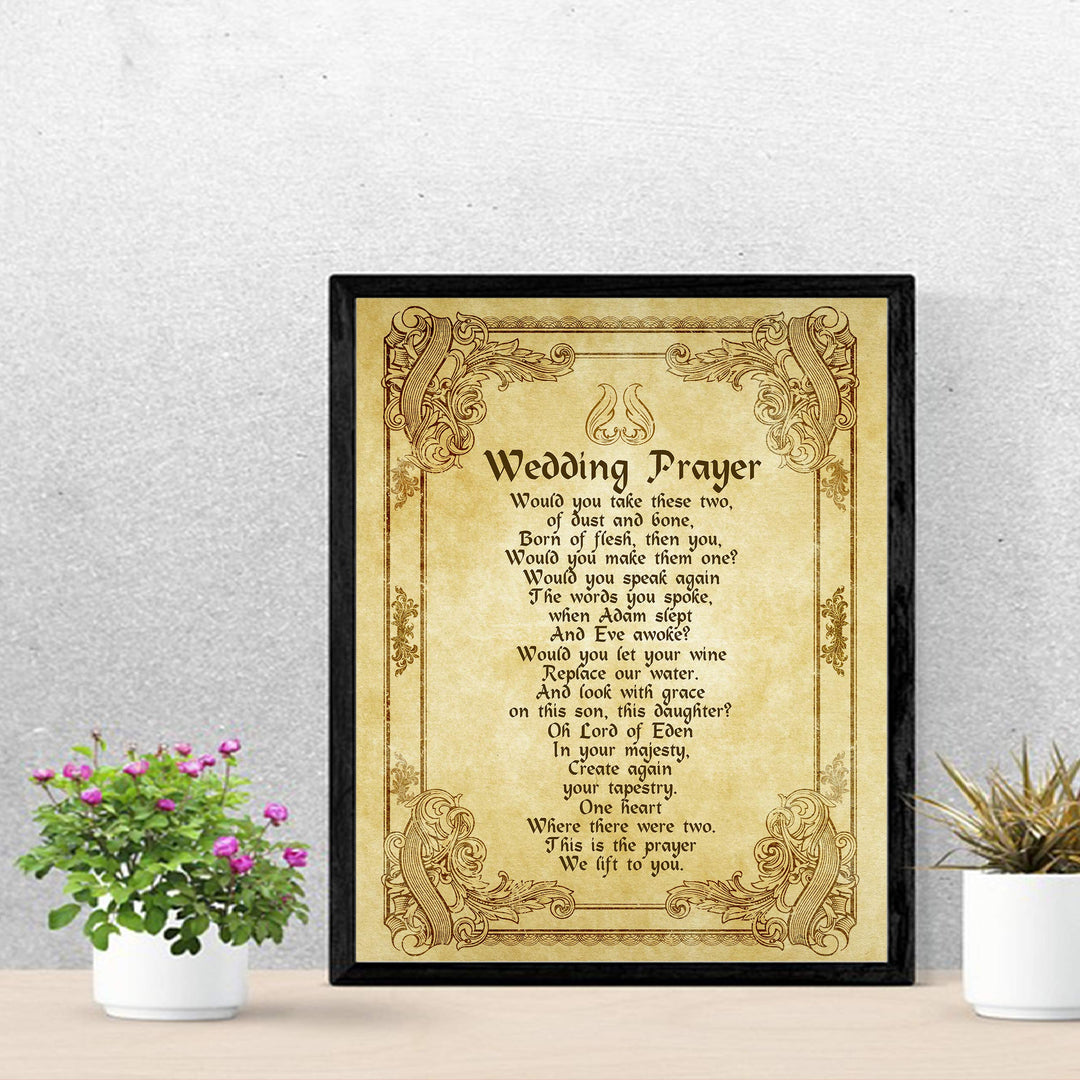 Wedding Prayer-Vintage-Poetic Wall Art -11 x 14" Love and Marriage Poem Print w/Distressed Parchment Design -Ready to Frame. Perfect for Spouse-Newlywed-Life Partners. Great Gift for New Couples!