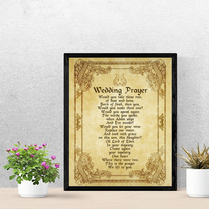 Wedding Prayer-Vintage-Poetic Wall Art -11 x 14" Love and Marriage Poem Print w/Distressed Parchment Design -Ready to Frame. Perfect for Spouse-Newlywed-Life Partners. Great Gift for New Couples!