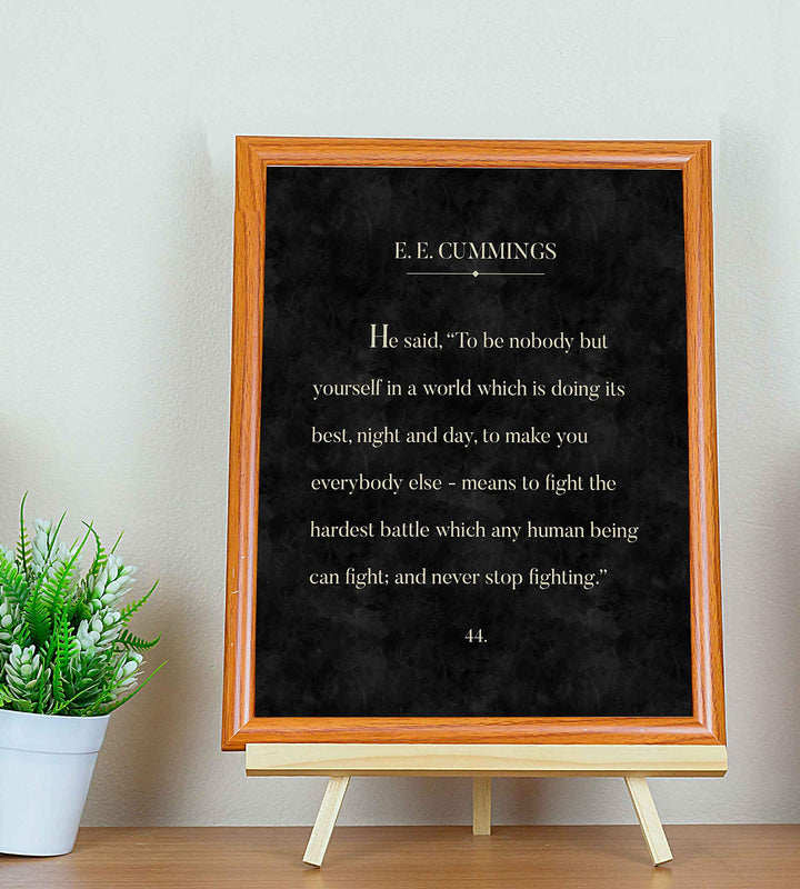 E. E. Cummings-"Fight the Hardest Battle &amp; Never Stop Fighting" Book Page Wall Sign-8 x 10" Word Art Print-Ready to Frame. Home-Office-Library Decor. Great Literary Gift for Poetry-Cummings Fans!
