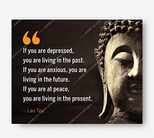 Lao Tzu Quotes-"If You Are at Peace-Living in the Present"- Inspirational Wall Art- 10 x 8"