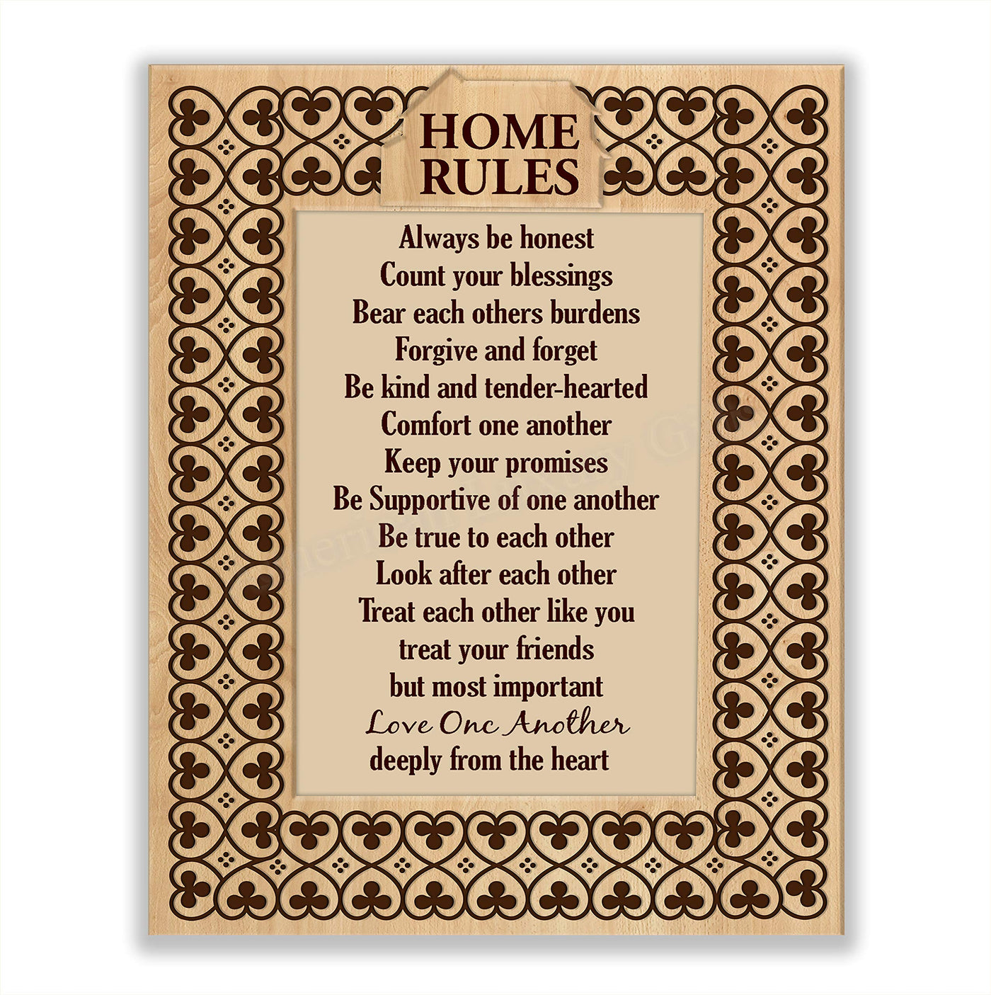 Home Rules-Love One Another-8 x 10" Family Wall Art Sign-Ready to Frame. Modern Inspirational Poster Print for Home-Office-Family Room Decor. Perfect Gift for Mothers! Great House Rules to Live By!