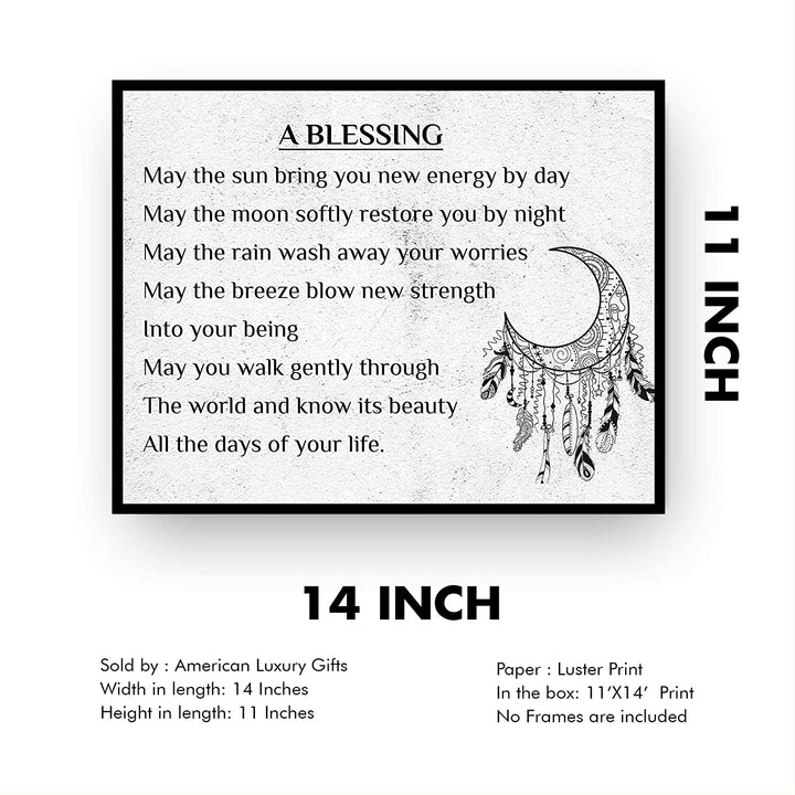 "A Blessing"-Apache Blessing Poem -Inspirational Native American Quotes Wall Art -14 x 11"