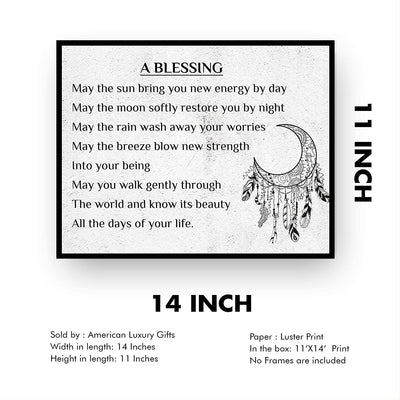 "A Blessing"-Apache Blessing Poem -Inspirational Native American Quotes Wall Art -14 x 11"