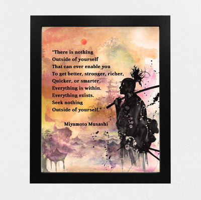 Miyamoto Susashi-"Seek Nothing Outside of Yourselves" Spiritual Quotes Wall Art-8 x 10" Abstract Japanese Soldier Print-Ready to Frame. Replica Painting Print for Home-Office-Studio-Dorm Decor!